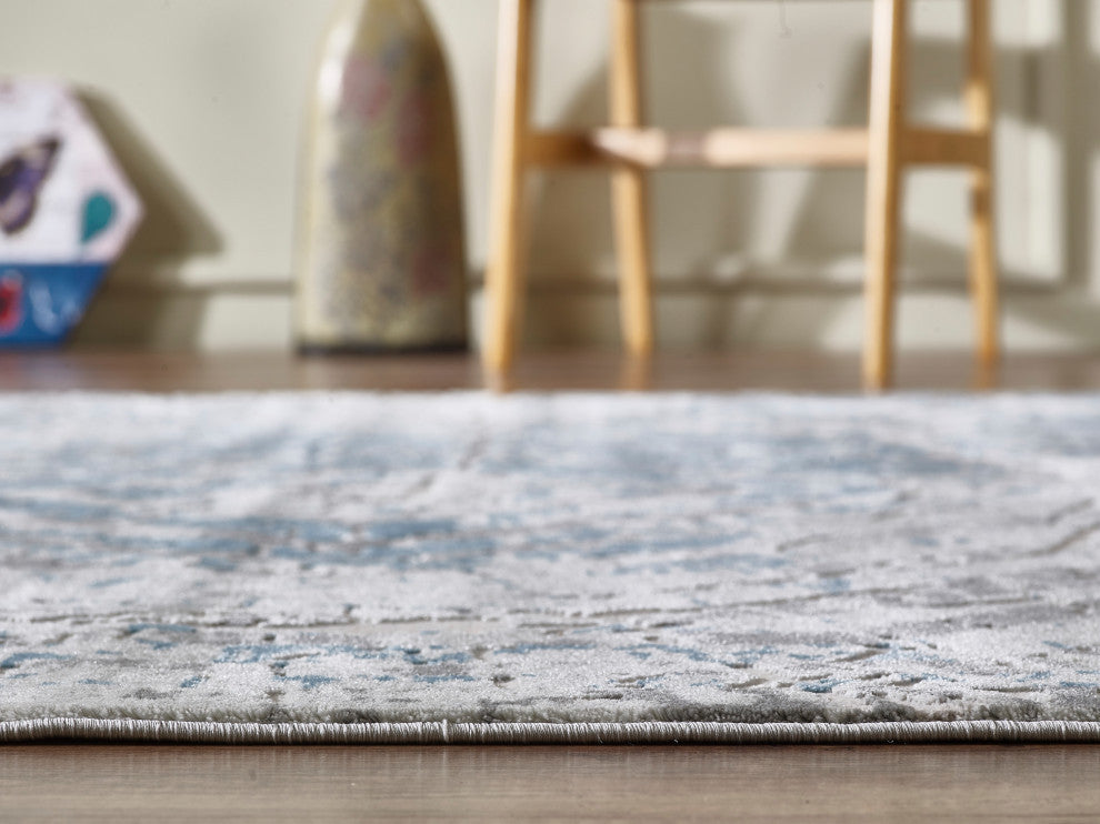 Abani Nova NOV160A Blue and Grey Silver Distressed Area Rug