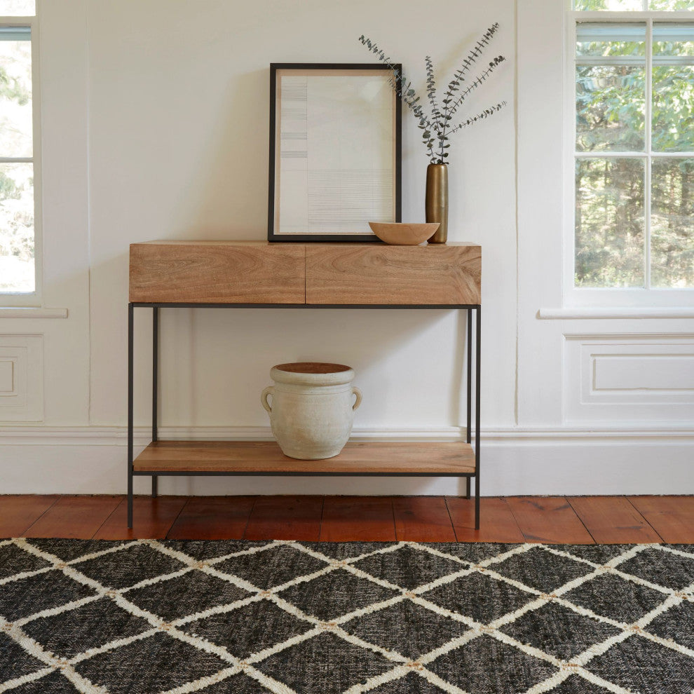 Dash & Albert Kali Black Handwoven Jute Rug, Black, Runner-2'6" x 8'