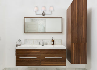 Beau 3-Light Bath Sconce, Satin Nickel With White Fabric Shade