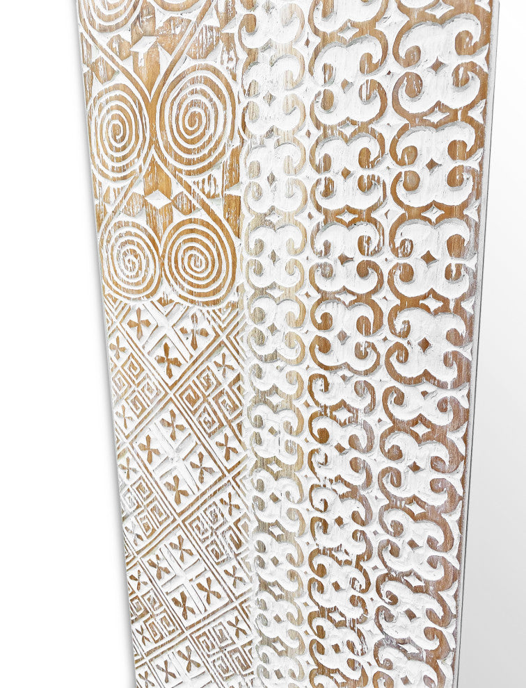 Large White Umbuka Carved Mirror