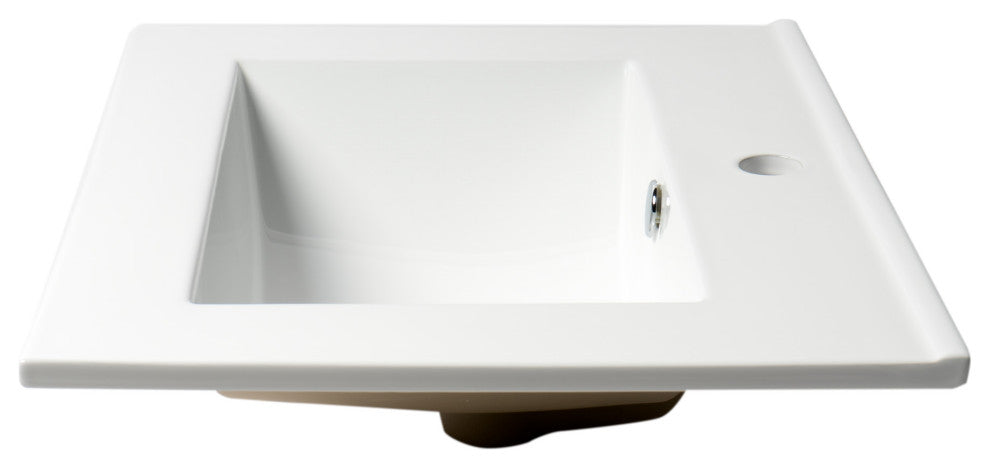 Alfi Brand Abc803 White 25" Rectangular Drop In Ceramic Sink With Faucet Hole