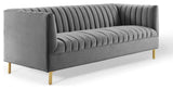 Shift Channel Tufted Performance Velvet Sofa - Gray