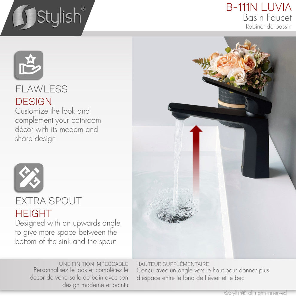 STYLISH Single Handle Bathroom Faucet - Matte Black