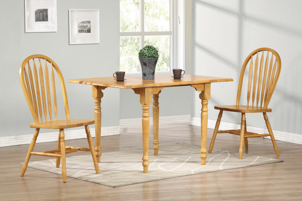 3-Piece 48" Rectangular Extendable Dining Set, Light Oak Wood, Seats 4