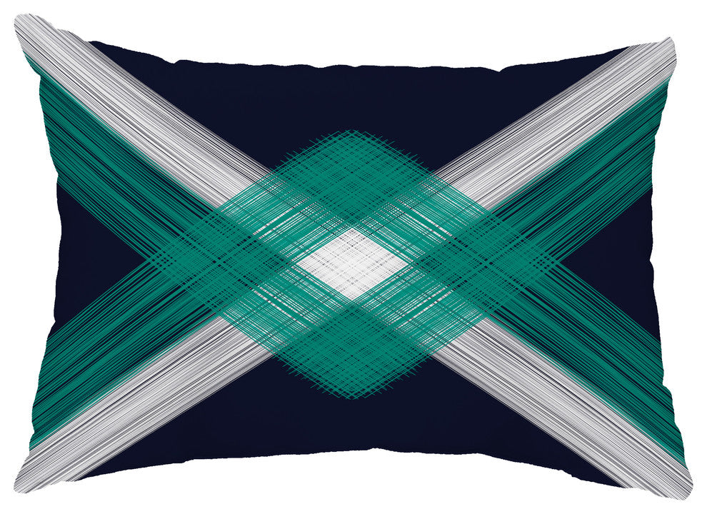 String Art 14"x20" Decorative Nautical Outdoor Pillow, Navy Blue