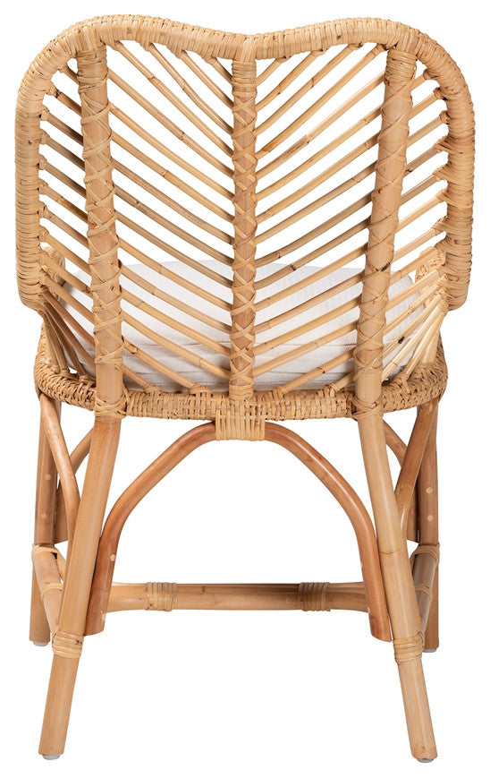 Modern Bohemian Natural Brown Rattan Dining Chair