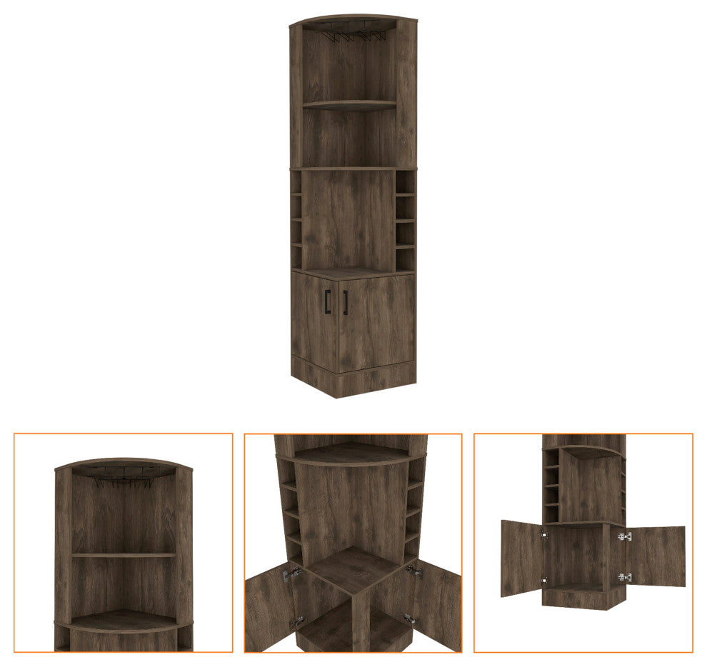 Seattle Bar Cabinet, Eight Bottle Cubbies, Two Large Open Shelves
