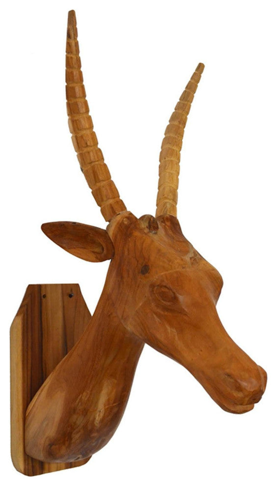 Elk Head Traditional Teak Root Wall Dcor