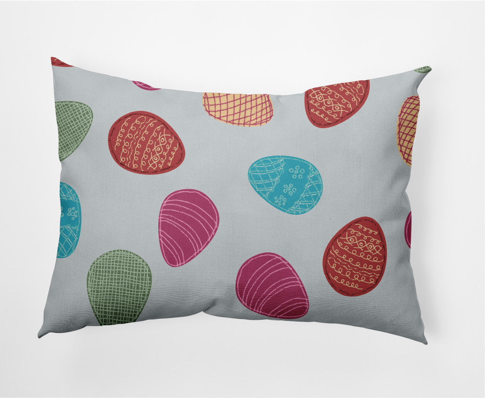Egg Hunt Easter Decorative Lumbar Pillow, Etched Glass Gray, 14x20"