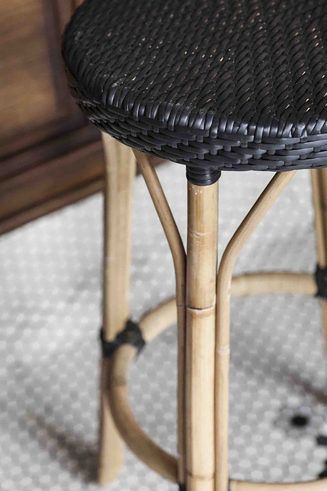 Simone Rattan Counter Stool, Black