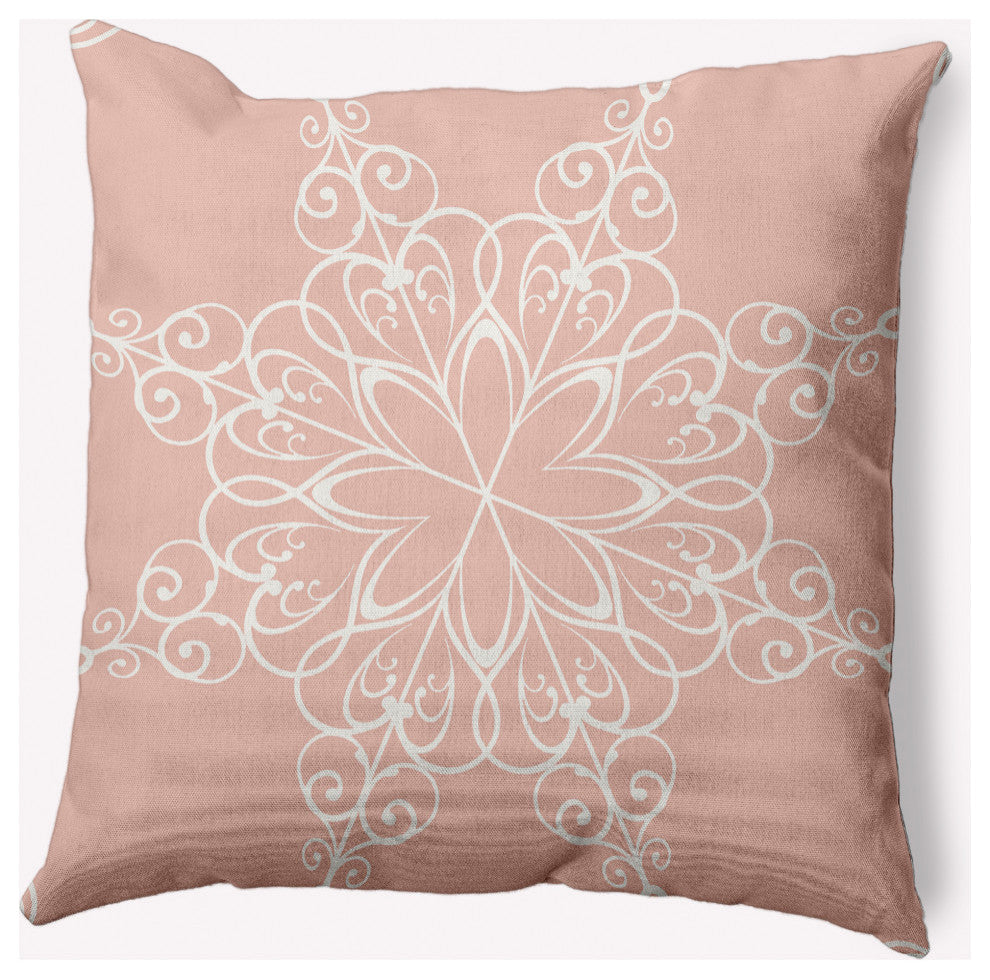 Snowflake Decorative Throw Pillow, Peach, 16"x16"