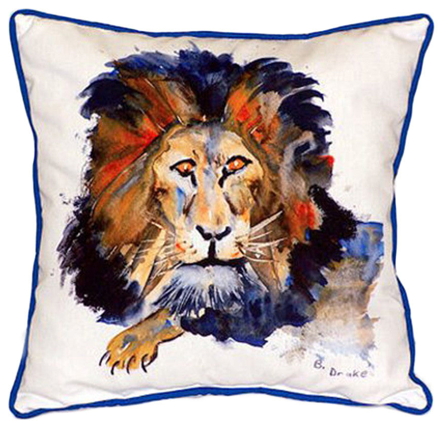 Betsy Drake Lion Extra Large 22 X 22 Indoor / Outdoor Pillow