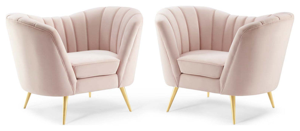 Opportunity Performance Velvet Armchair Set of 2 - Pink