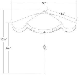 7.5' Gray Surfside Patio Umbrella With Ribs and White Fringe, Aruba