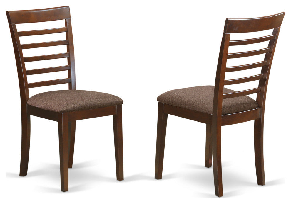 Milan Kitchen Chair With Linen Upholstery Seat Mahogany Finish Set of 2