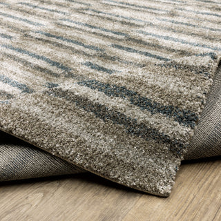 Alistair Multi Striped Teal/ Grey Indoor Area Rug, 2'3"x7'6"