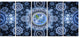 Clear Blue Psychedelic Relaxing Art, Abstract Canvas Print, 60"x28", 5 Panels