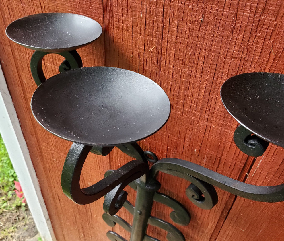 Wrought Iron Scroll Pillar Candle Wall Sconce, Extra Large 30"