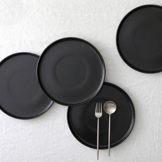 Stone Lain Celina Stoneware Dinnerware Set, Cereal and Dinner Bowls, Black, 12-Piece