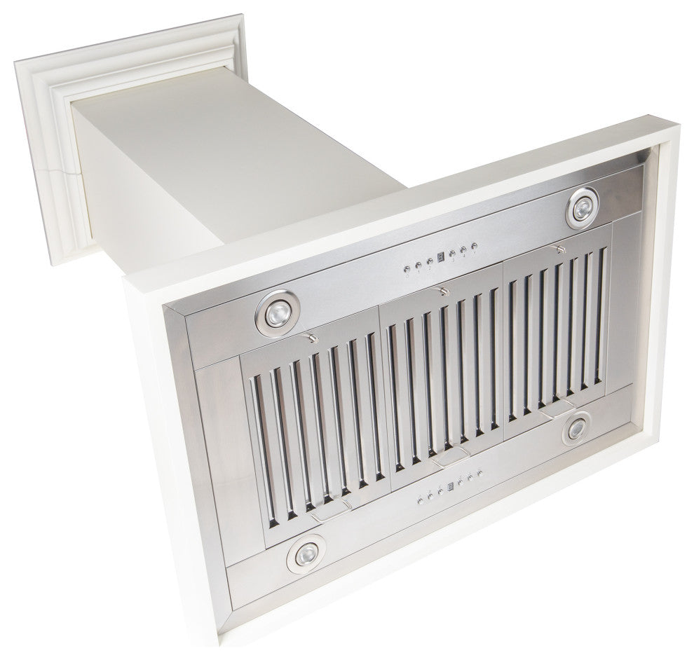 ZLINE 30 in. Wooden Island Mount Range Hood, White Includes Motor, KBiTT-30