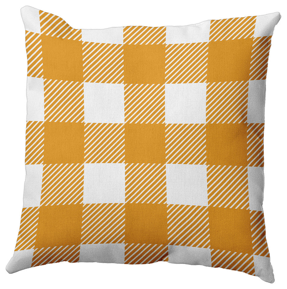 Buffalo Plaid Accent Pillow, Golden Mustard, 20"x20"