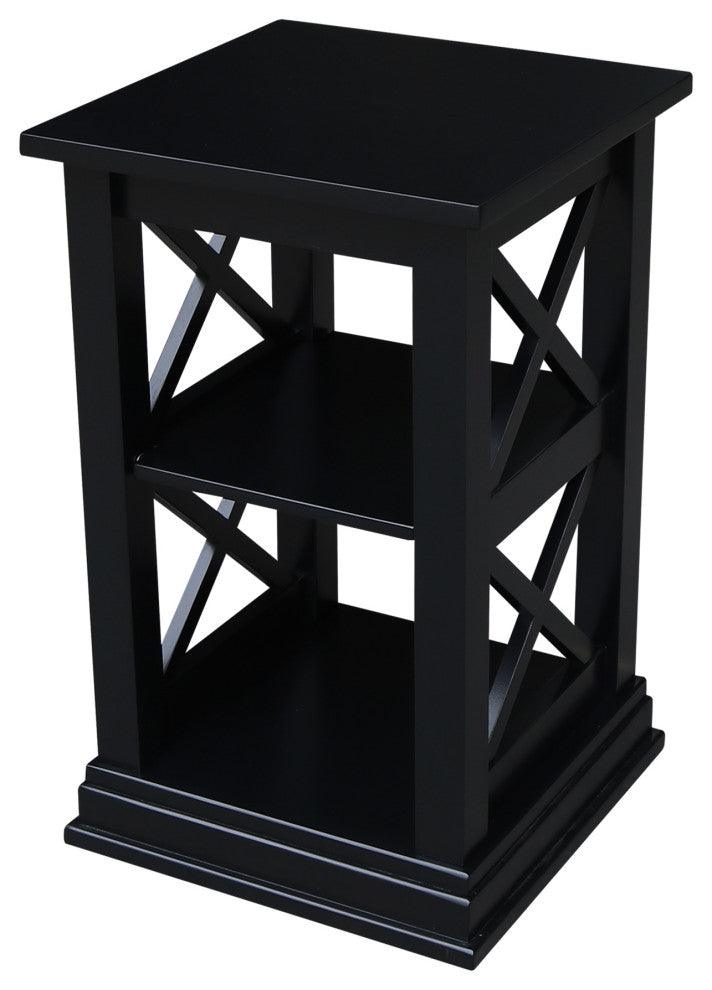 Hampton Accent Table With Shelves, Black