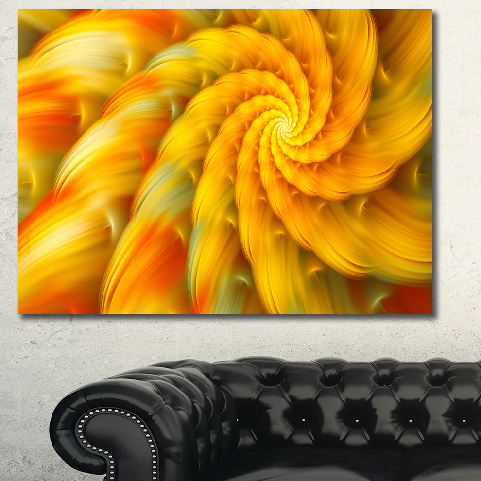 Rotating Yellow Fractal Flower, Floral Canvas Art Print, 40"x30"
