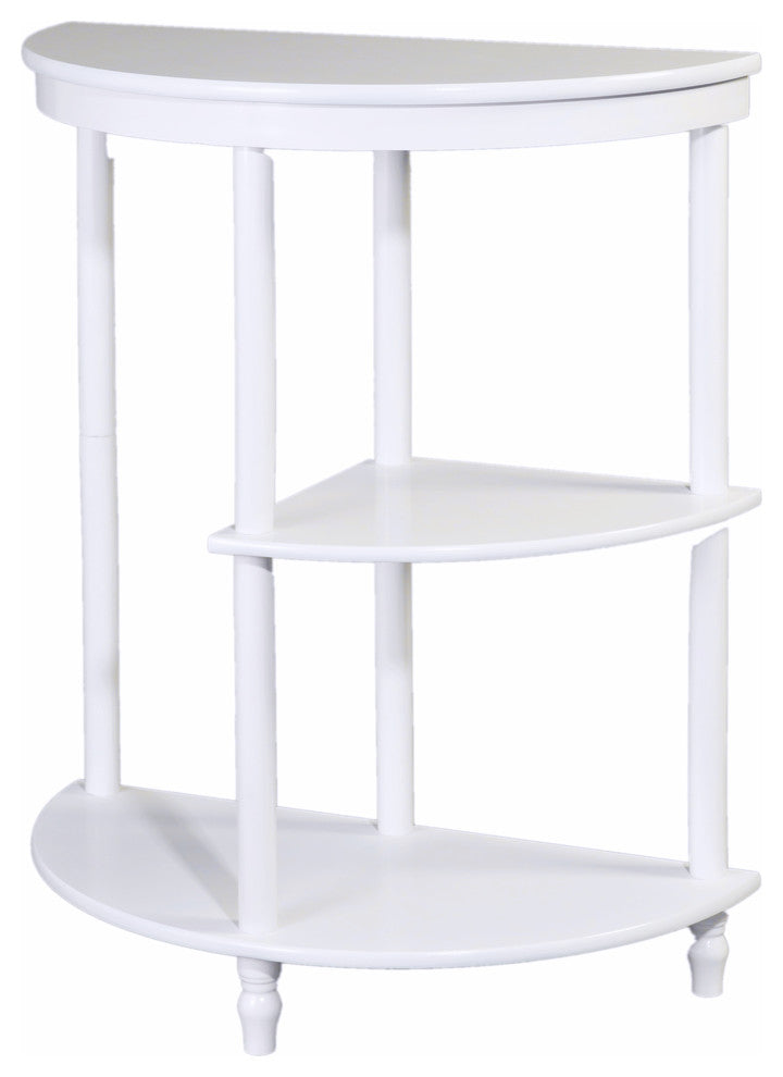 3-Tier Crescent Console/End Table in White