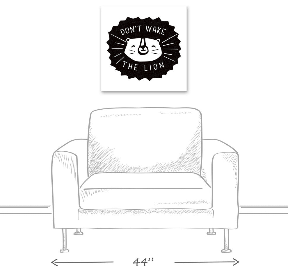 Don't Wake The Lion Black 20x20 Canvas Wall Art