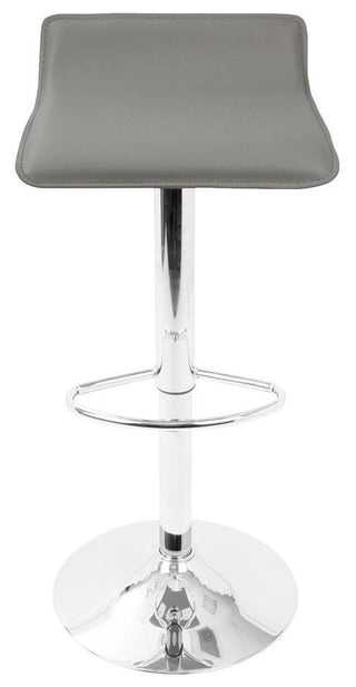 LumiSource Ale Height Adjustable Barstool, Gray With Chrome Footrest, Set of 2