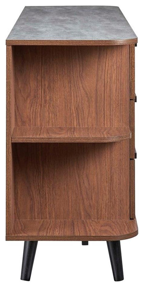 Modway Langston 6-Drawer Wood Sideboard with Splayed Base in Walnut and Gray