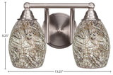 Paramount 2-Light Bath Bar, Brushed Nickel, 5" Natural Fusion Glass