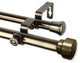 Topper Double Curtain Rod, Antique Brass, 120-170"