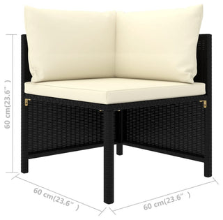 vidaXL 5 Piece Patio Sofa Set With Cushions Black Poly Rattan