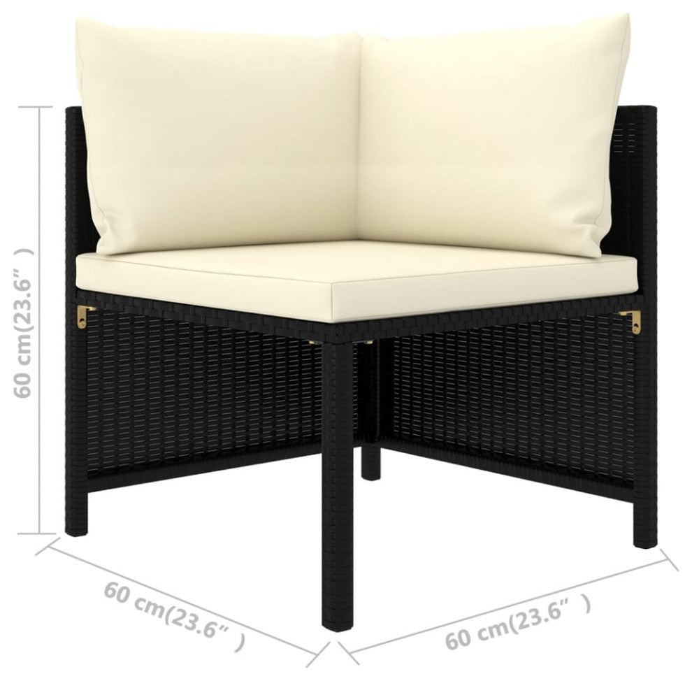 vidaXL 5 Piece Patio Sofa Set With Cushions Black Poly Rattan