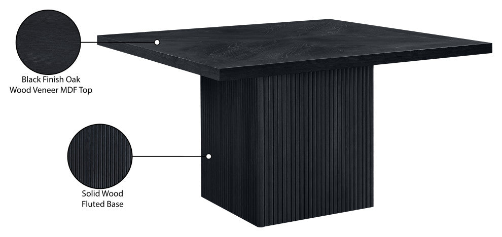 Belinda Beech Wood and Oak Veneer  Dining Table, Black, 54" W X 54" D, 1 Table