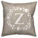 Z Rustic Wreath Monogram Spun Poly Pillow, 18x18
