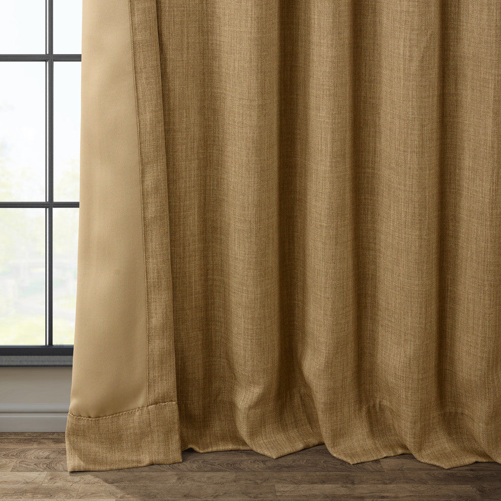 Faux Linen Darkening Curtain Single Panel, Butterscotch, 50"x108"