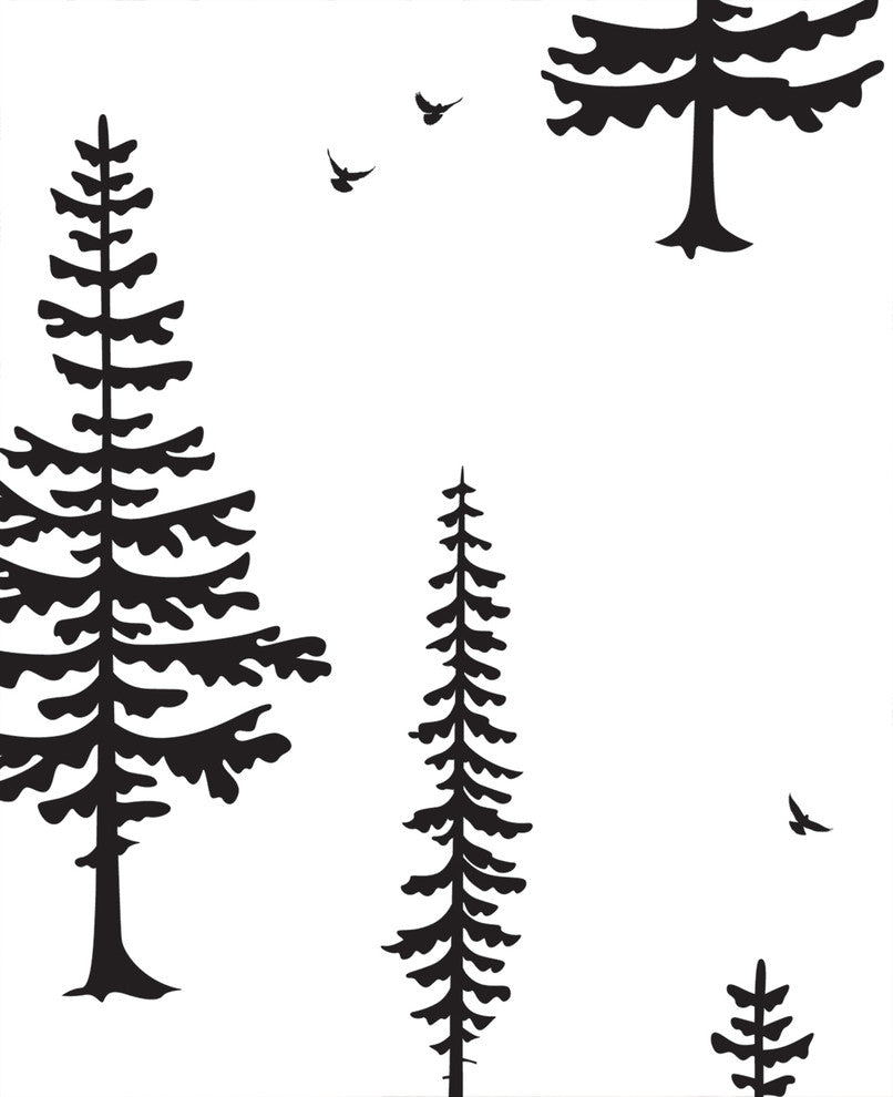 Tree With Birds Peel and Stick Vinyl Wallpaper, Black, 24"w X 60"h