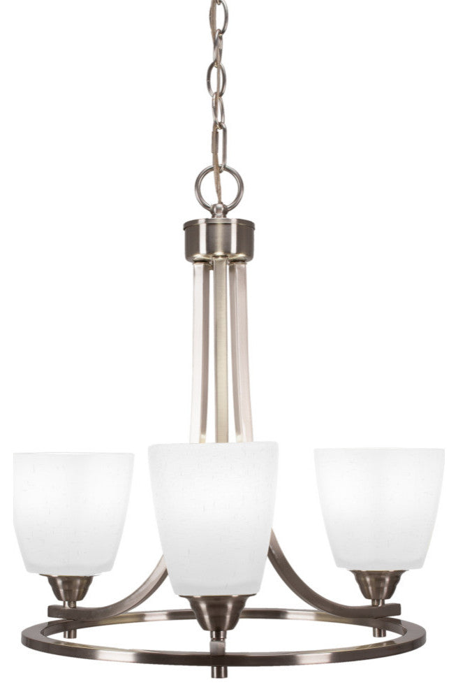 Paramount Uplight 3-Light Chandelier, Brushed Nickel, 4.5" White Muslin Glass