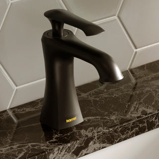 Karran 1-Hole 1-Handle Bathroom Faucet With Pop-Up Drain, Matte Black
