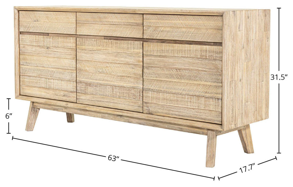 Gia 63" Wide 3-Drawer Sideboard