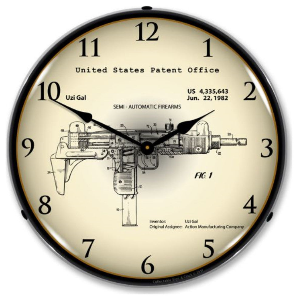 2103222 Uzi Submachine Gun 1982  Patent Clock