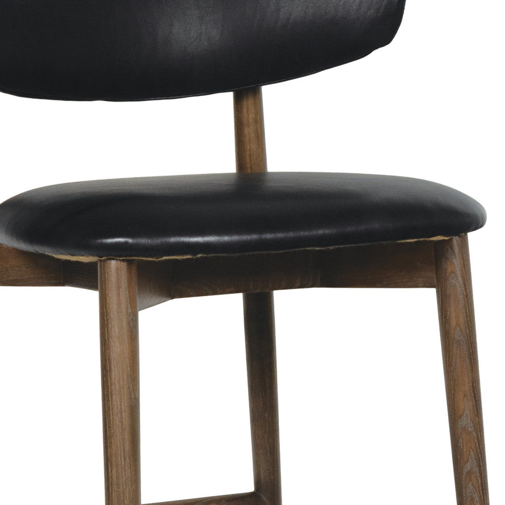 Ethan Leather Bar Stool, Black