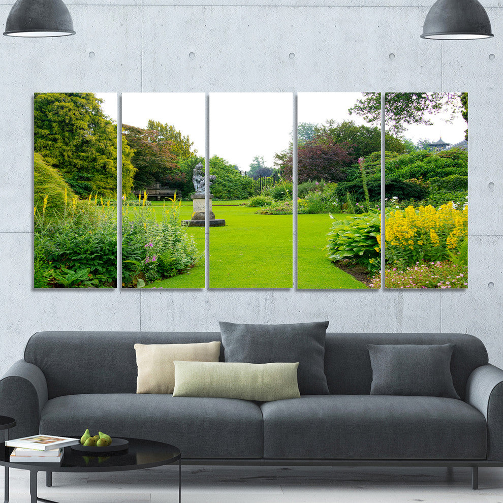 Plant and Flowers in Garden, Landscape Canvas Art Print, 60"x28", 5 Panels