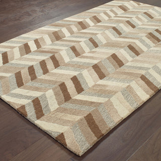 Isadora Hand-tufted Wool Neutral Chevron Beige/Gray Area Rug, 10'x13'