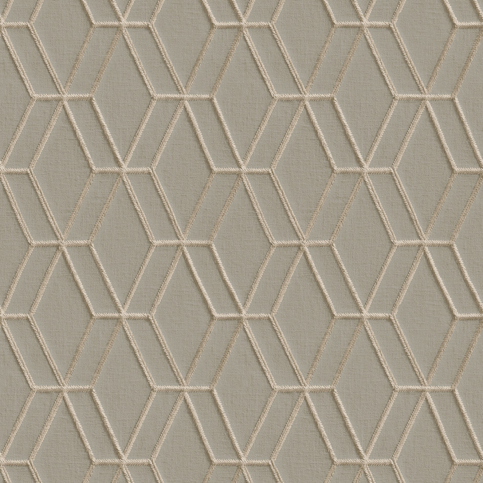 Textured Wallpaper, Rhomboid Trellis, Taupe Champagne Gray Beige, 1 Roll