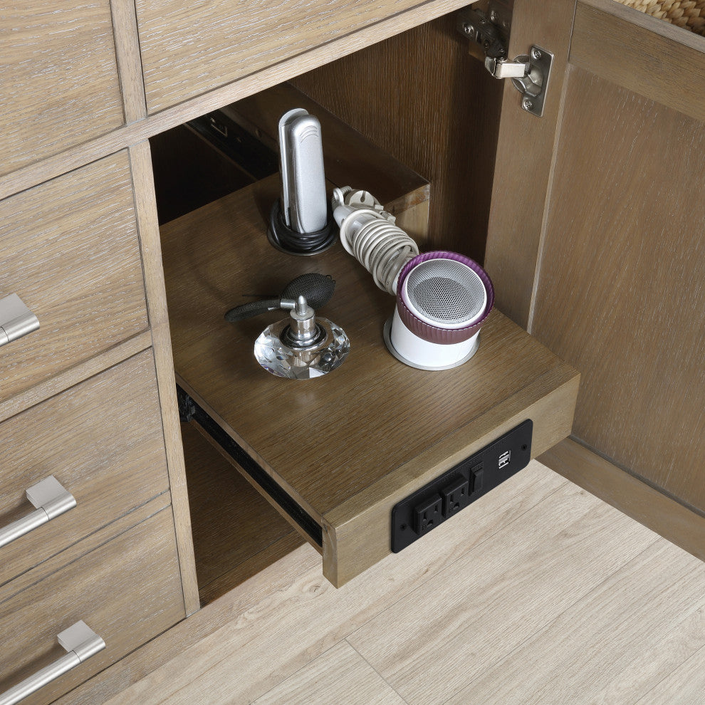 Ove Decors Bailey 48" Single Sink Vanity, Driftwood Oak With Black Hardware