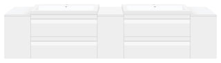 Wall-Mount White Vanity Set - Two Sink Bases Three 12 Side Bases, 96"