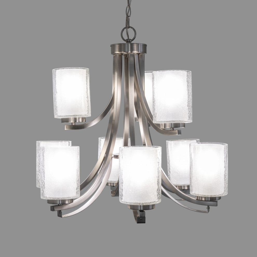 Modern Classic 9-Light Chandelier, Satin Nickel
